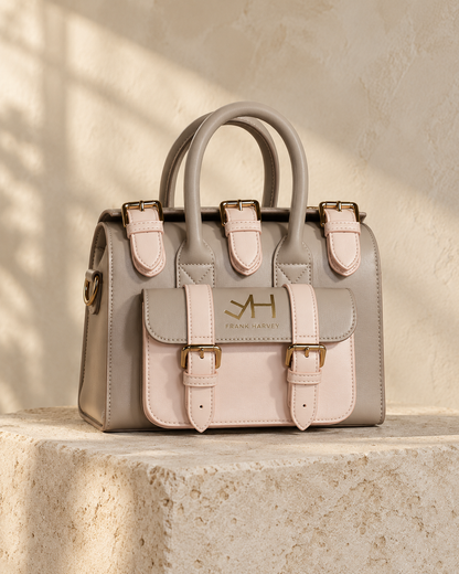 Frank Harvey Safety Handbag in warm editorial studio light