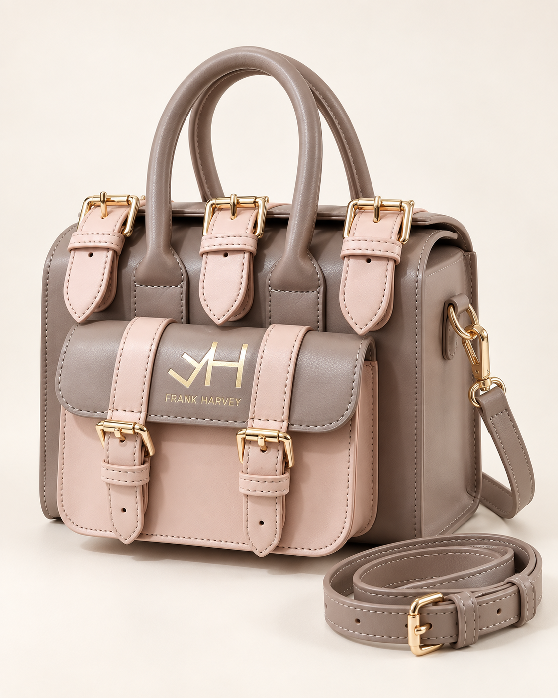 Frank Harvey Safety Handbag in nude vegan leather