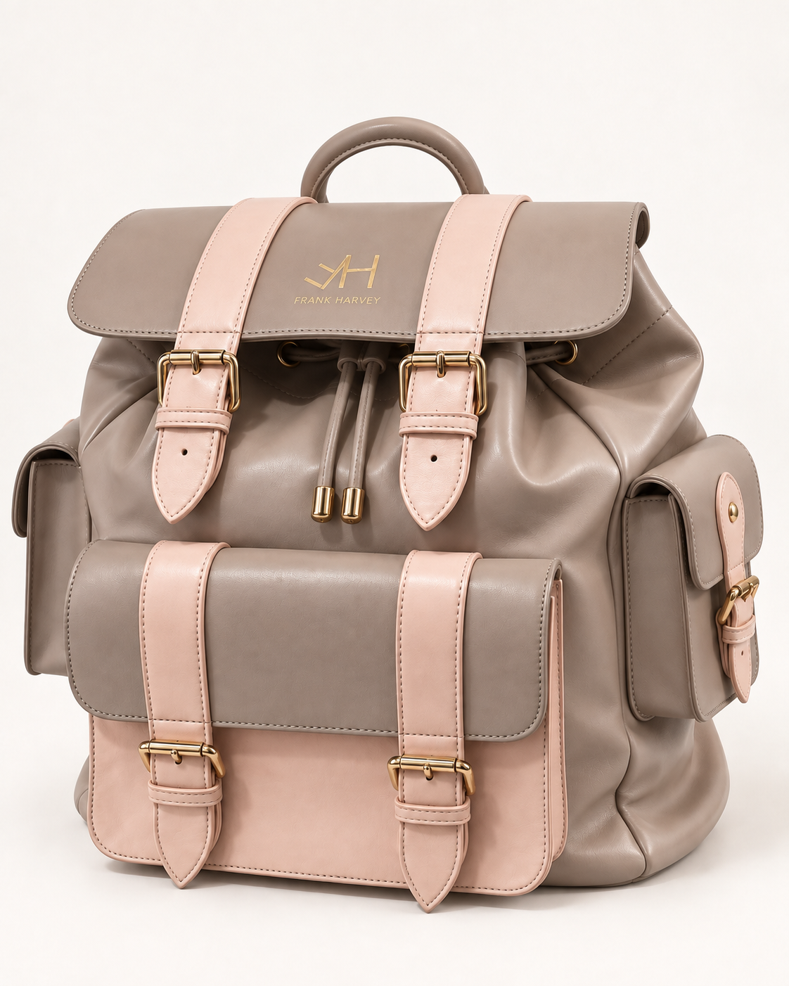 Frank Harvey Spacious Backpack in nude vegan leather